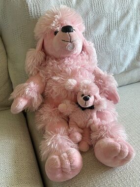Build-A-Bear Pink Plush Poodle with baby